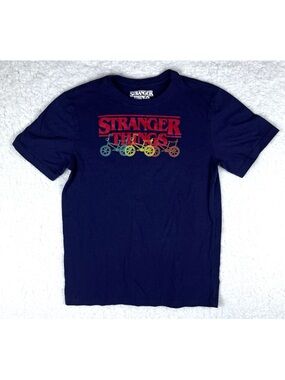 Stranger Things Kids XL Blue Graphic Tshirt  Netflix Horror Bikes Bicycles 80s